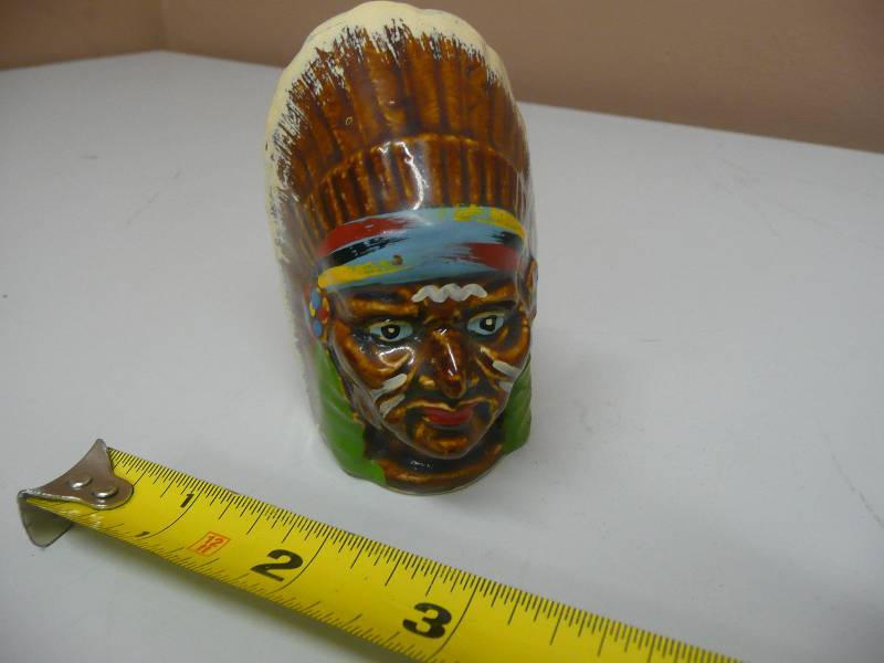lot 63 image: Vintage 1960s Indian Chief Head (FREAKY)  Salt & Pepper Shaker - SEE PICTURES