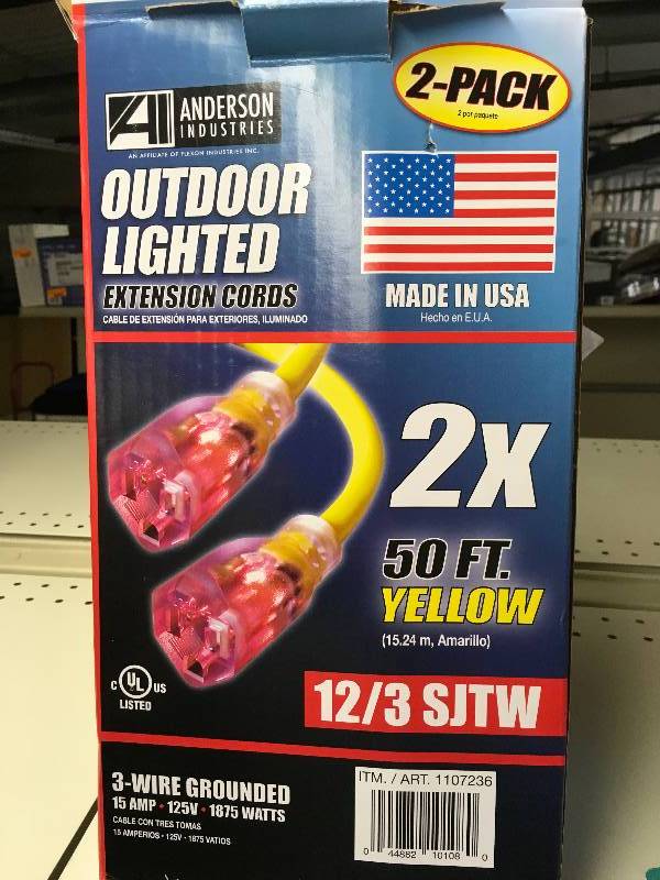 2PK 50FT EXTENSION CORDS, MSRP $34.99