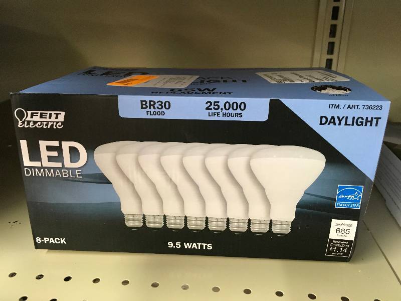 FEIT LED BR30 8PK, MSRP $23.99