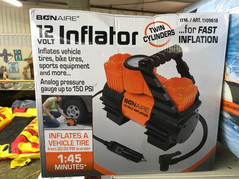BON-AIRE 12V TWIN CYL INFLATOR, MSRP $29.99