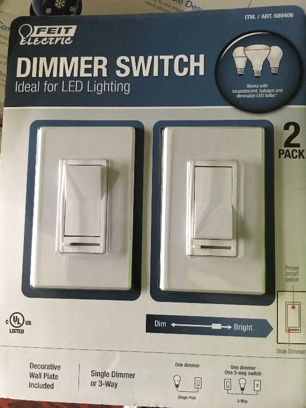 2PK DIMMER SWITCHES FEIT, MSRP $14.99