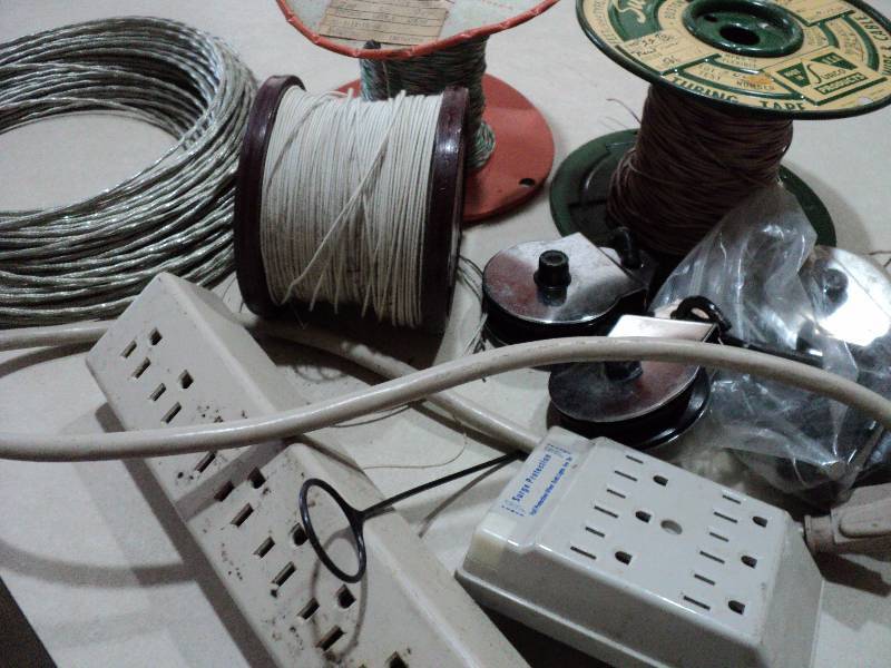 box of various wires and cords...