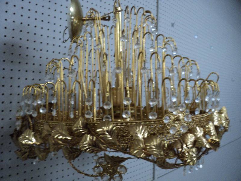 gold chandelier and 2 pictures...