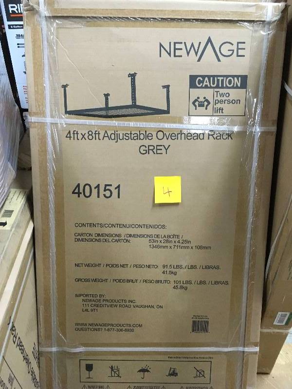 NewAge Products Performance 96 in. L x 48 in. W x 42 in. H Adjustable VersaRac Ceiling Storage Rack in Grey new