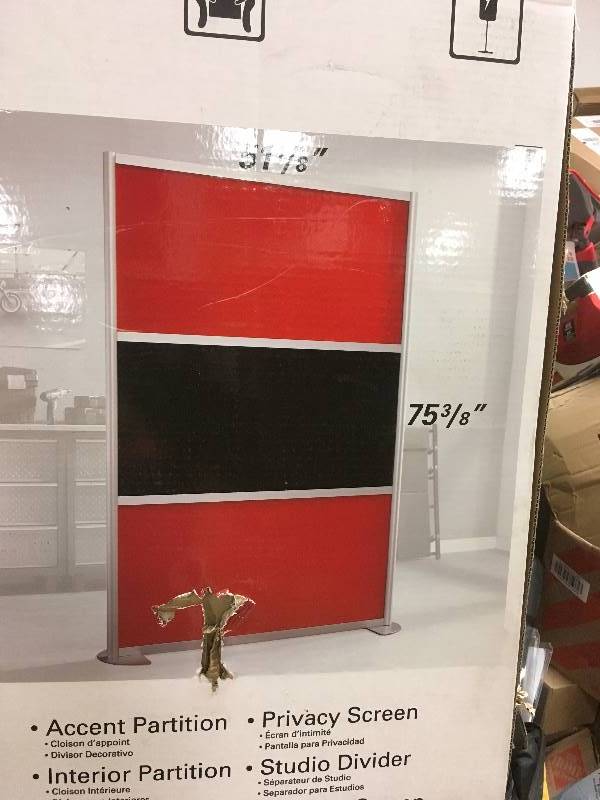 Contractors Wardrobe 51-18 in x 75-38 in. uDivide Red and Black 3-Panel Room Divider not used