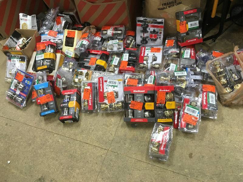 Assorted Door Locks and Door Handles uninspected  open boxes, some complete some missing parts
