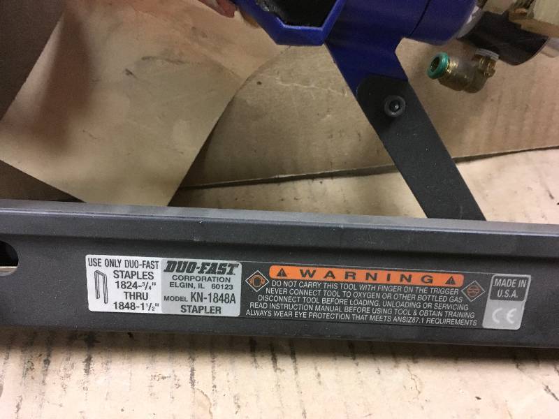 lot 55 image: Duo-Fast KN1848A Phneumatic Stapler 12thru 1-12 Staples Tested in working condition