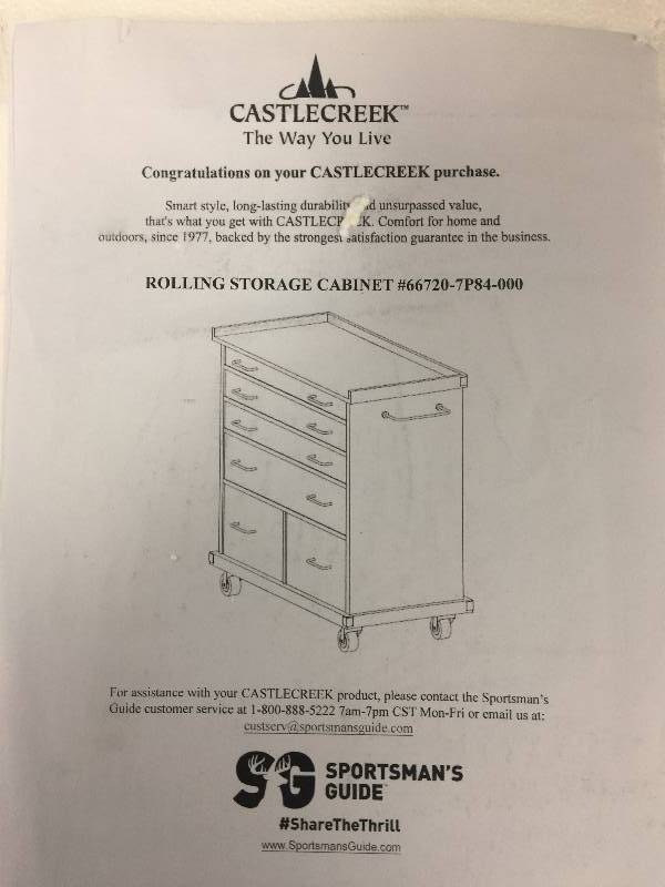 Castlecreek Rolling Storage Cabinet  open box