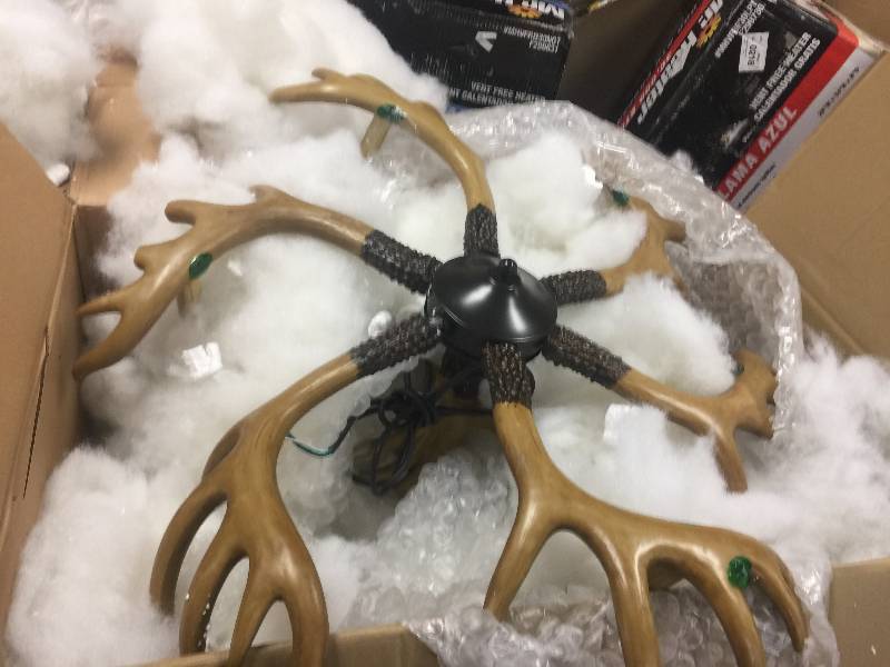 Castlecreek 6 Light Antler Chandelier - Damaged and no Light Bulb  open box