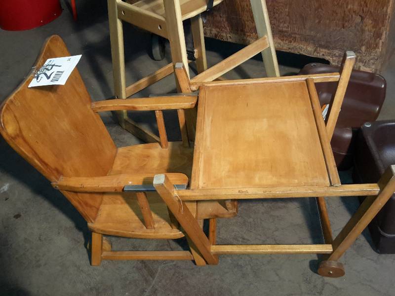 lot 24 image: Vintage Solid wood high chair..