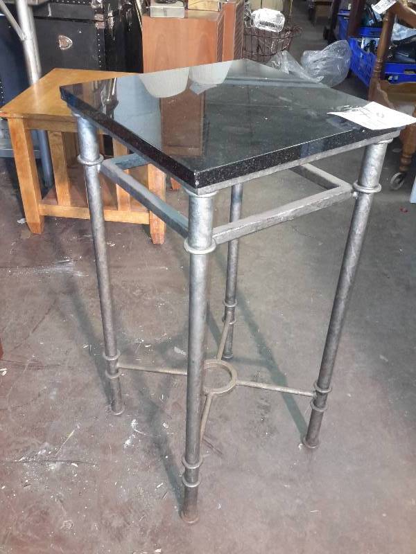 lot 76 image: Side table with metal legs and Marble top