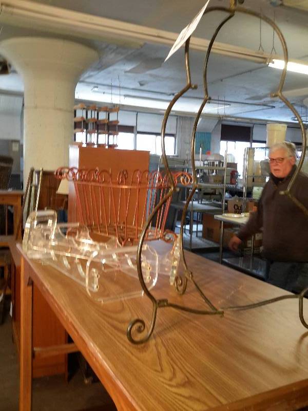 lot 65 image: Acrylic Wine Rack and two heavy metal racks of sort