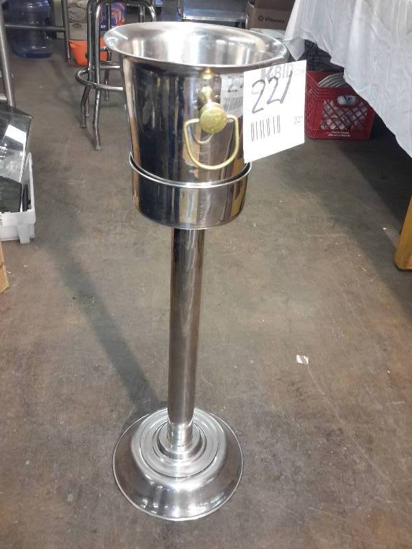 lot 221 image: Stainless Steel Champagne Bucket on Stand