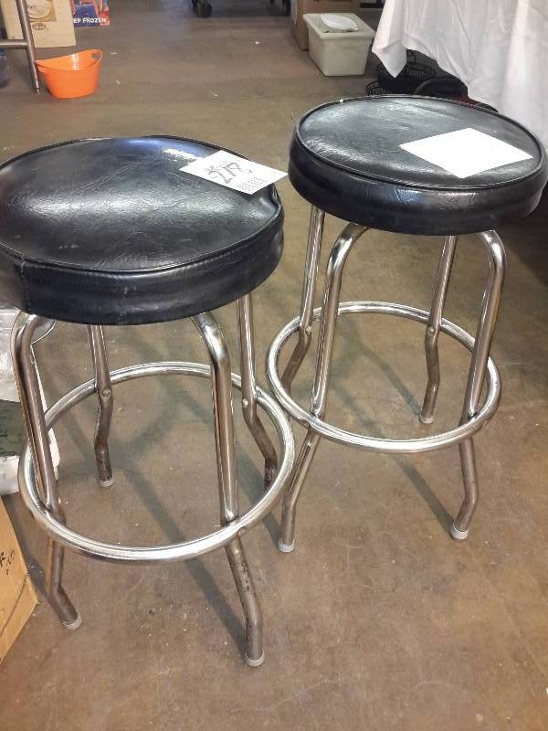 lot 218 image: 2, chrome and upholstered bar stools