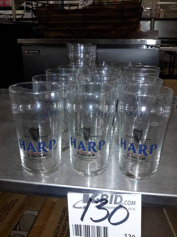 lot 130 image: 18, Harp lager Glasses