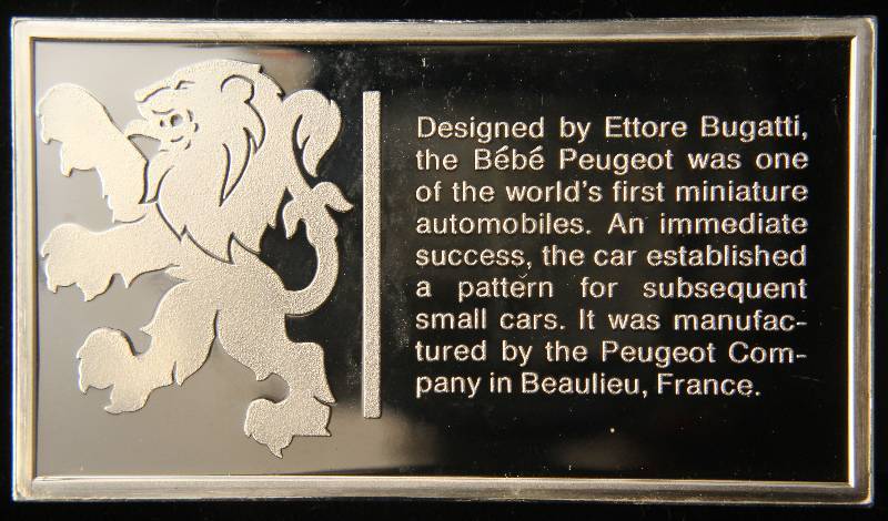 lot 08 image: VINTAGE 1913 PEUGEOT 1000 GRAINS (2.08 TROY OZ) STERLING SILVER BAR