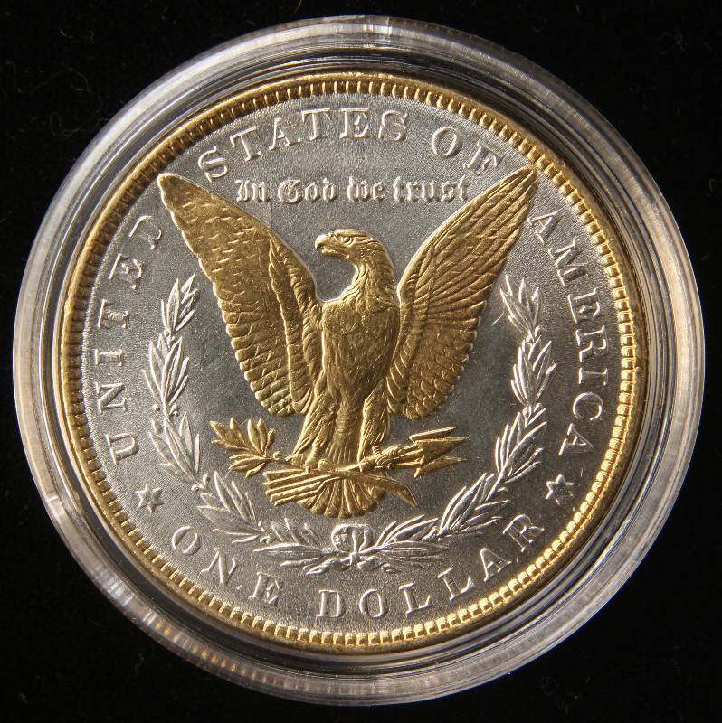 lot 13 image: 1886 MORGAN SILVER DOLLAR BU GOLD PLATED