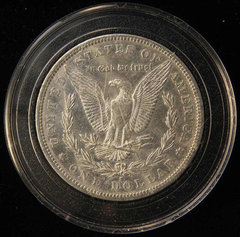 lot 21 image: 1879-S MORGAN SILVER DOLLAR AU58 IN AIRTITE HOLDER