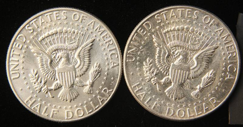 lot 31 image: 2-1964 KENNEDY SILVER HALF DOLLARS AU-UNC