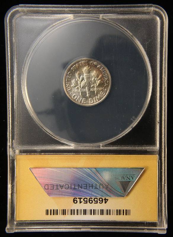 lot 33 image: 1949 ROOSEVELT SILVER DIME MS64 ANACS