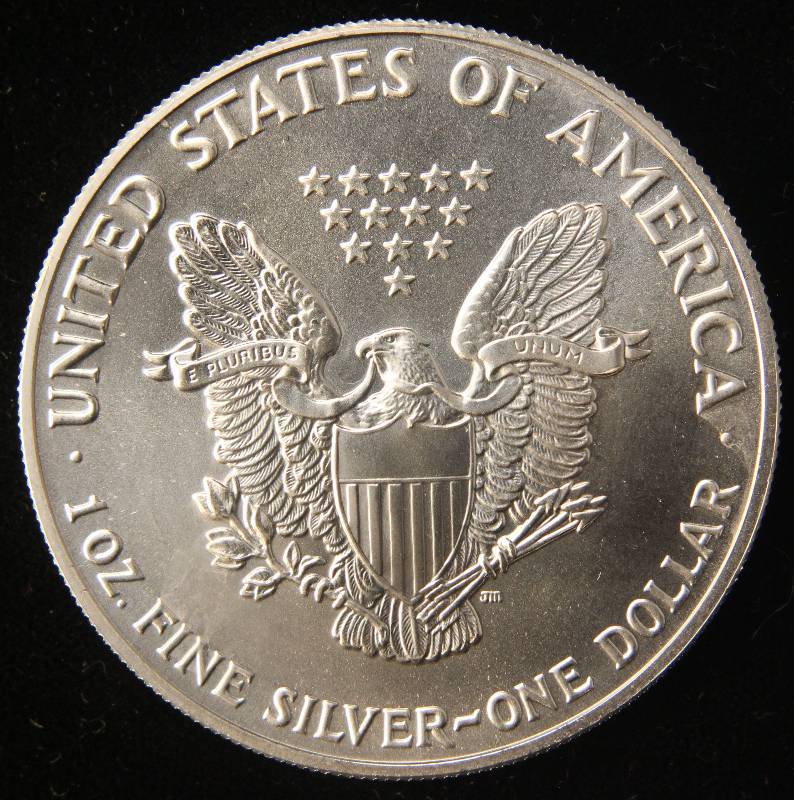 lot 37 image: 1991 AMERICAN SILVER EAGLE 1 TROY OZ. .999 FINE SILVER