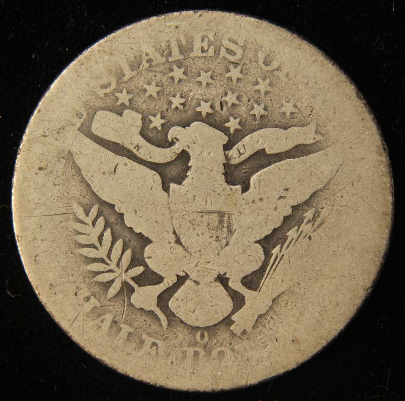 lot 39 image: 1897-O BARBER SILVER HALF DOLLAR KEY DATE COIN