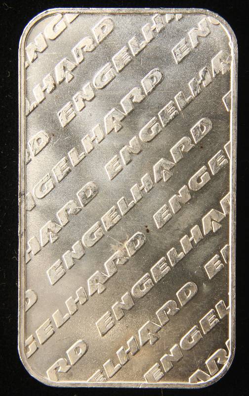 lot 42 image: 1 TROY OZ. .999 FINE SILVER BAR ENGELHARD WITH SERIAL #