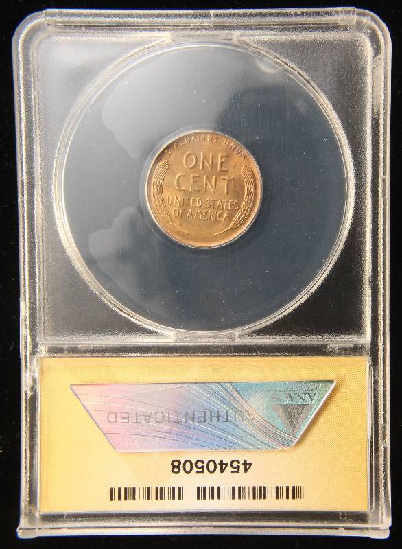 lot 45 image: 1936 WHEAT CENT MS62 RED ANACS