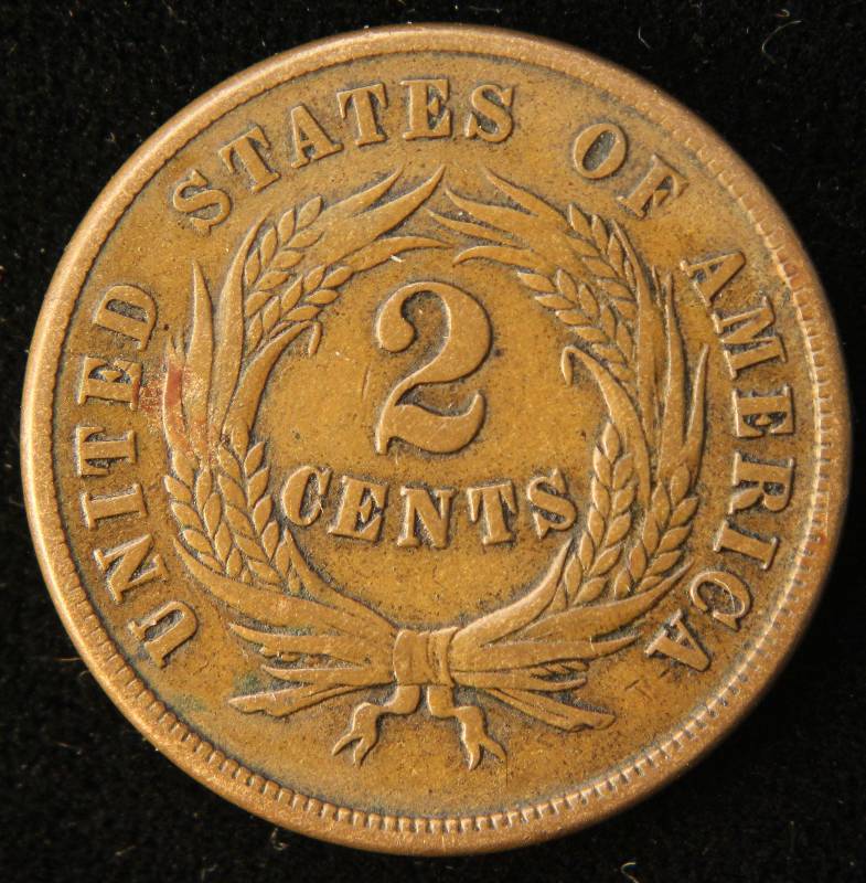 lot 48 image: 1865 US TWO CENT PIECE VF25