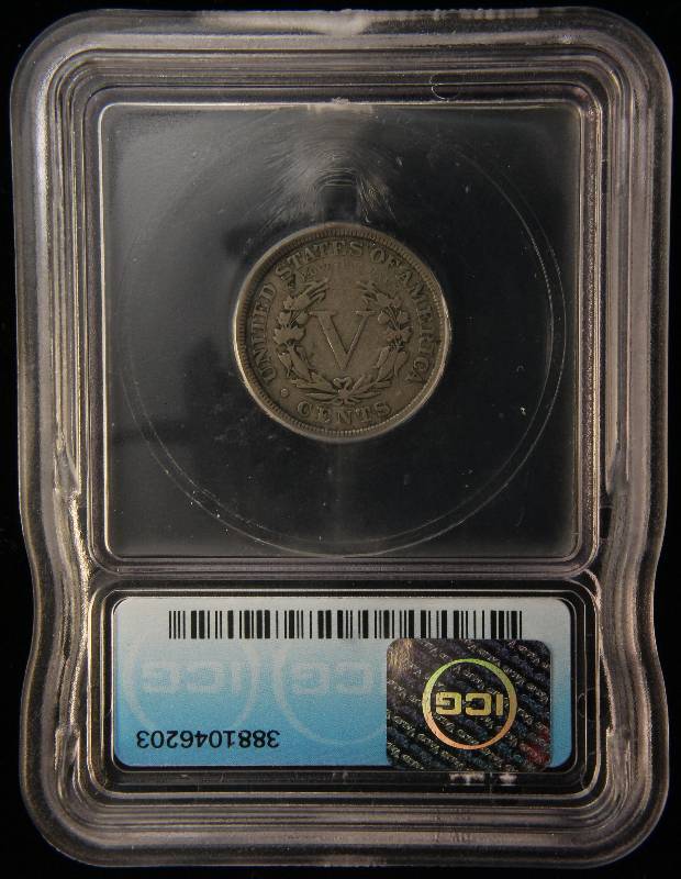lot 50 image: 1883 LIBERTY V NICKEL WITH CENTS (RARER ONE) VG8 ICG