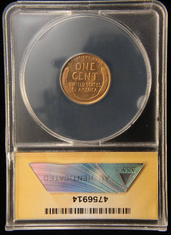 lot 59 image: 1935-S WHEAT CENT MS65 RED ANACS