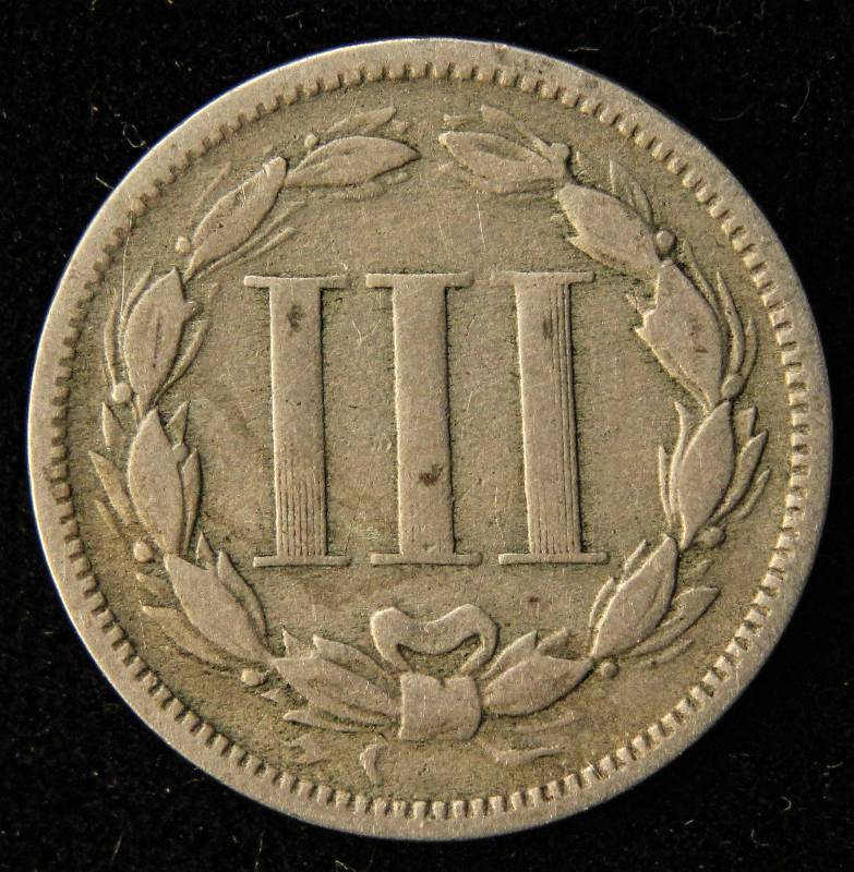 lot 63 image: 1871 US THREE CENT NICKEL FINE