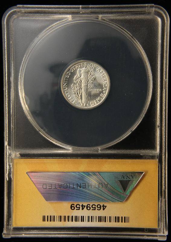 lot 71 image: 1944-D MERCURY SILVER DIME MS64FSB FULL SPLIT BAND ANACS
