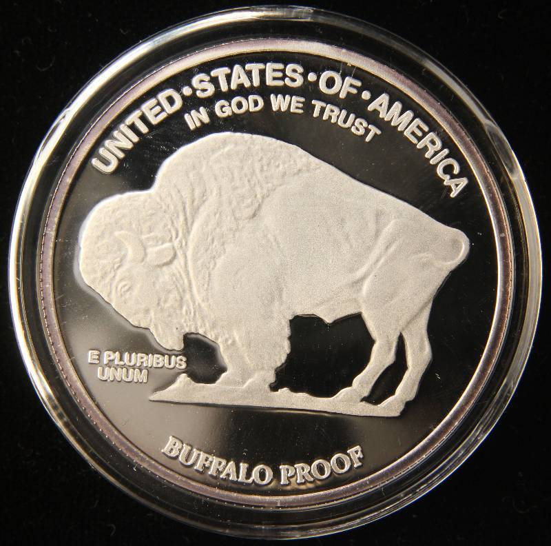 lot 72 image: 1 TROY OZ. .999 FINE SILVER INDIAN BUFFALO ROUND IN AIRTITE