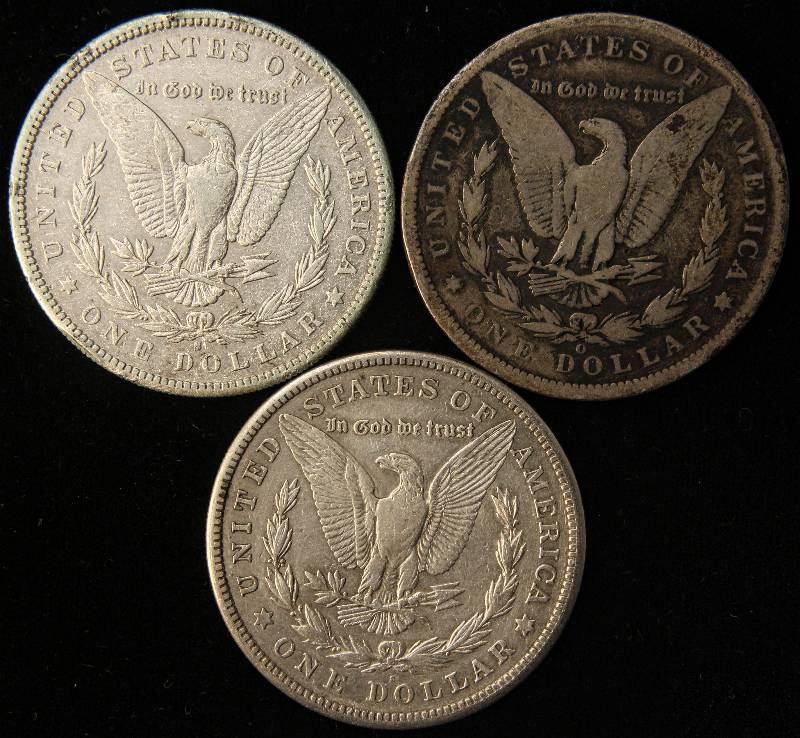 lot 75 image: 3 SILVER DOLLARS 1881-S 1896-O 1921-S
