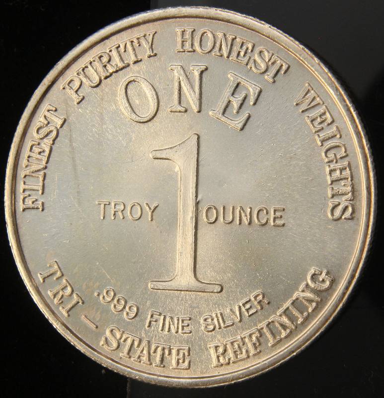 lot 81 image: 1 TROY OZ. .999 FINE SILVER 1976 TRI-STATE REFINING EAGLE