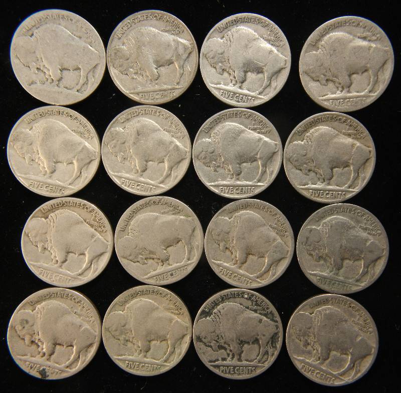lot 96 image: GROUP OF 16 US BUFFALO NICKELS