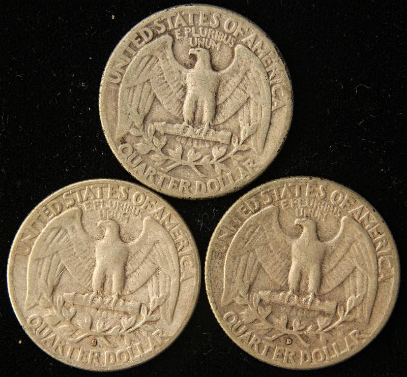 lot 97 image: 3 SILVER QUARTERS 1951, 1951-D, 1951-S
