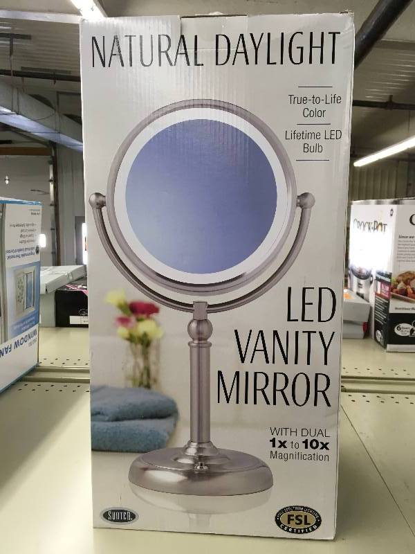 lot 281 image: LED VANITY MIRROR SUNTER, MSRP $19.99