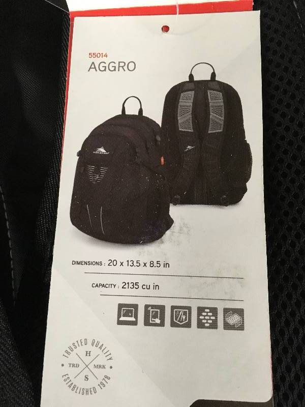 lot 301 image: HIGH SIERRA AGGRO BLACK, MSRP $29.99