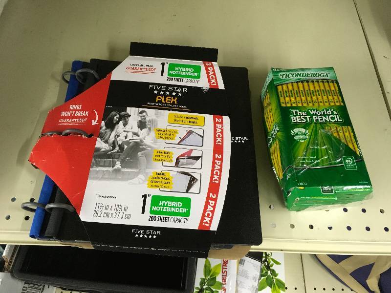 lot 303 image: 5 STAR FLEX BINDER, MSRP $13.99 AND TICONDEROGA#2 PENCIL8DZ, MSRP $9.49