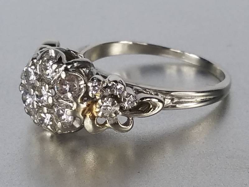 $1475 Retail.  Ladies Diamond Estate Ring in White 10k Gold