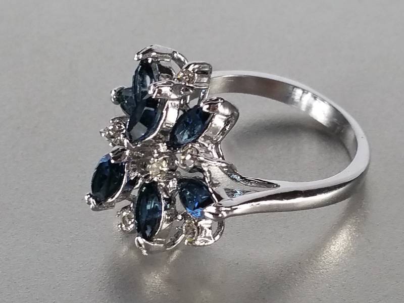Ladies Blue & White Sapphire Estate Ring