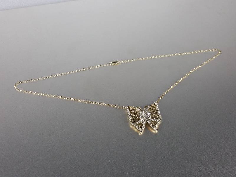 Ladies Butterfly White Sapphire Necklace