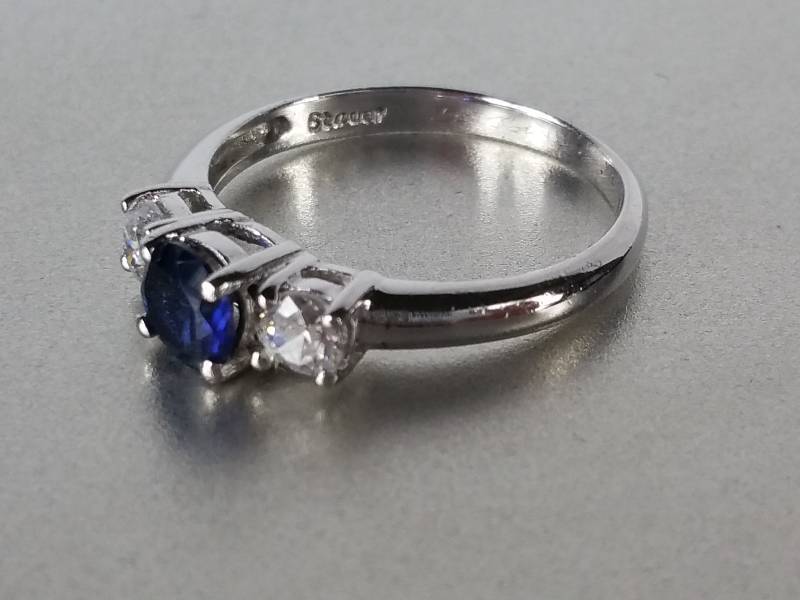 Ladies Blue and White Sapphire Ring
