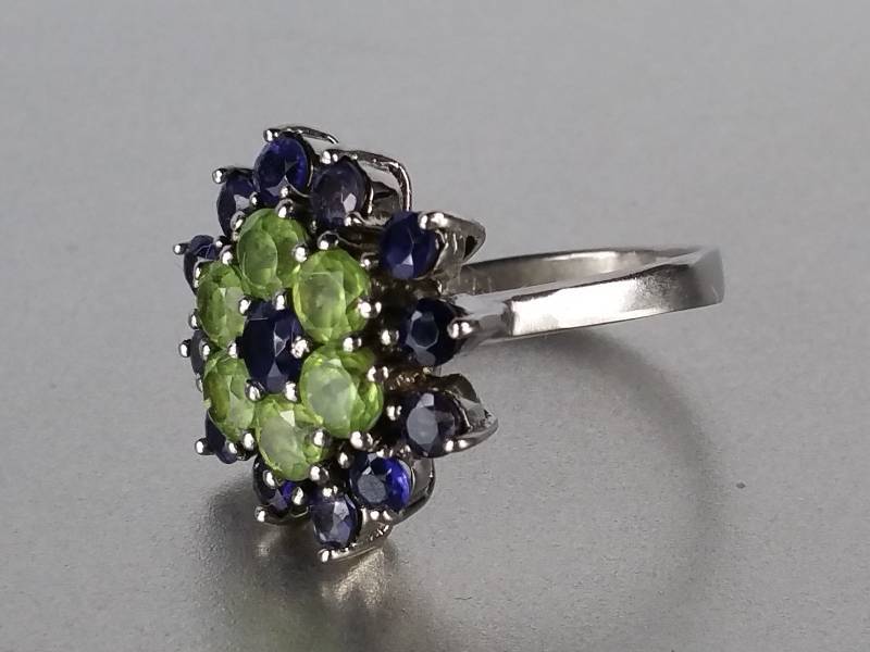 Ladies Genuine Sapphire and Citrine Estate Ring