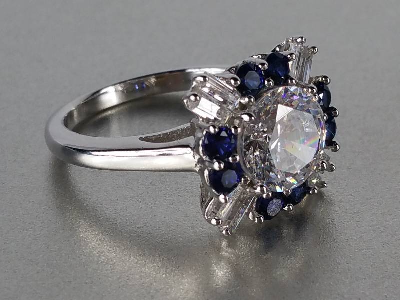 Ladies Blue and White Sapphire Estate Ring