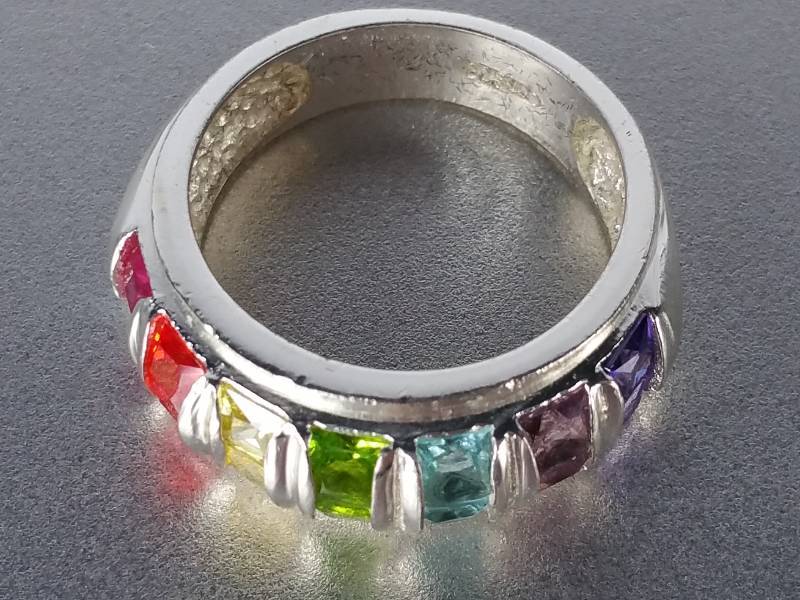 Rainbow Sapphire Ring in Sterling Silver