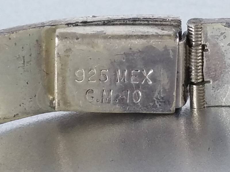 Inlayed Turqouise Sterling Silver Mexican Bracelet - Vintage and Hand Crafted