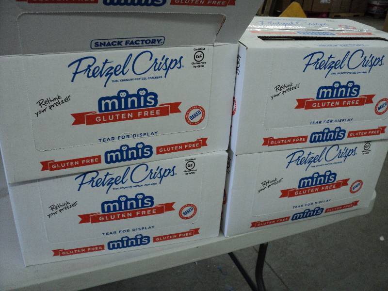 4 cases of pretzel crisps minis...